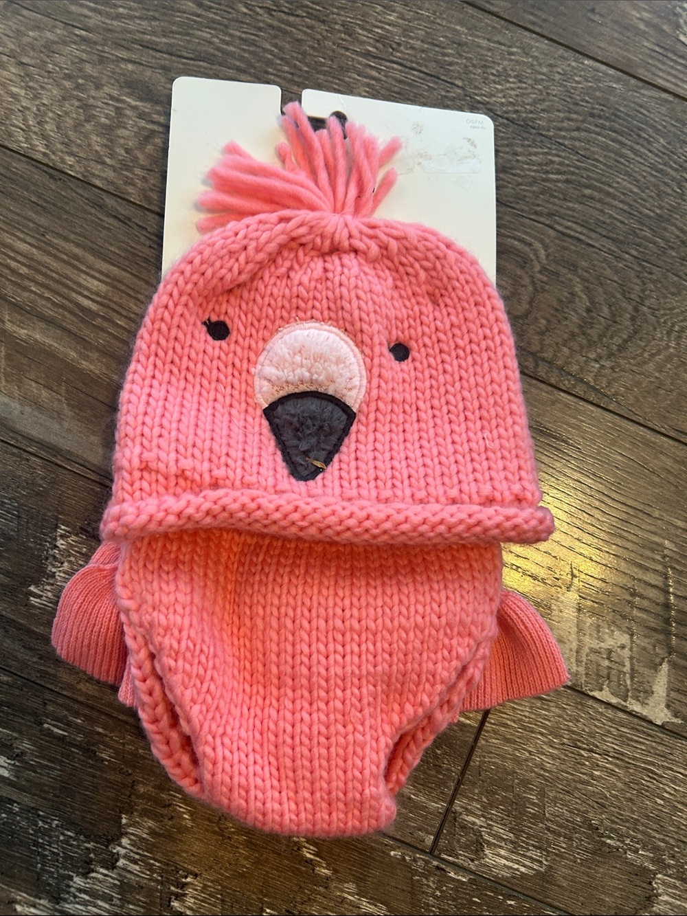 Kids Pink Knit Flamingo Hat and Diaper set NWT Photo Prop